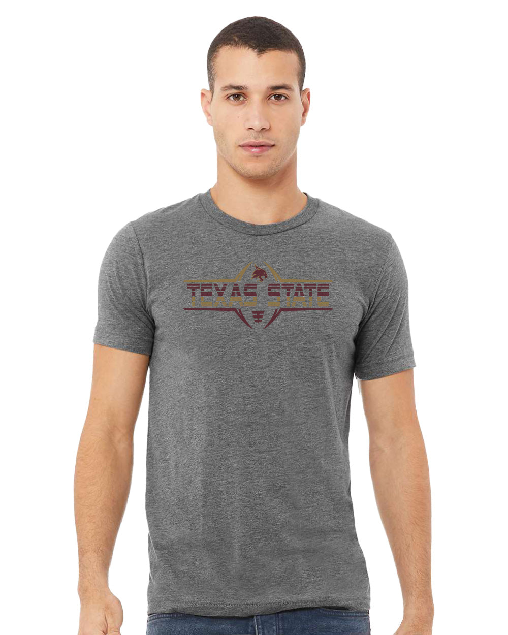 Texas State Bobcats Premium Tri-Blend Tee Shirt - Striped Texas State Football Laces