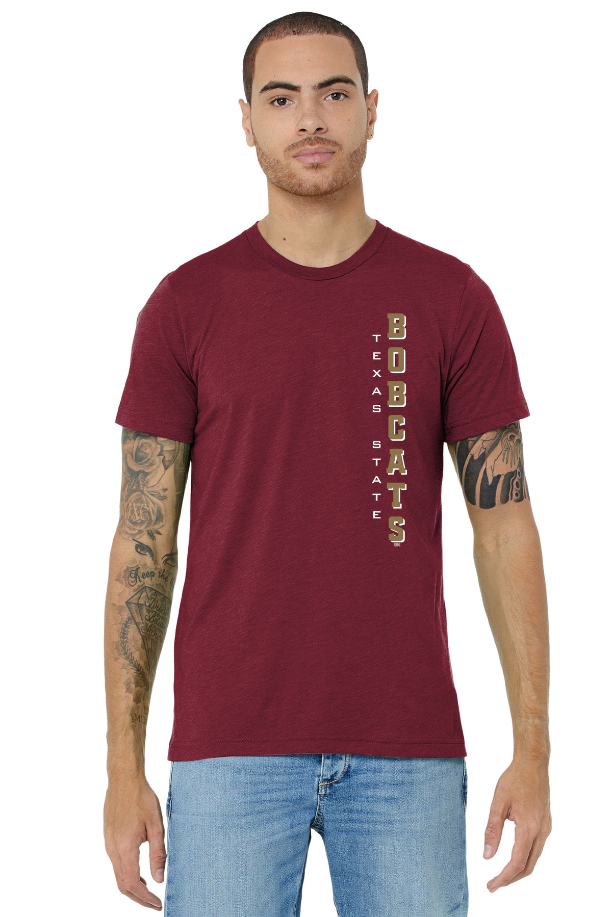 Texas State Bobcats Premium Tri-Blend Tee Shirt - Vertical Texas State Bobcats