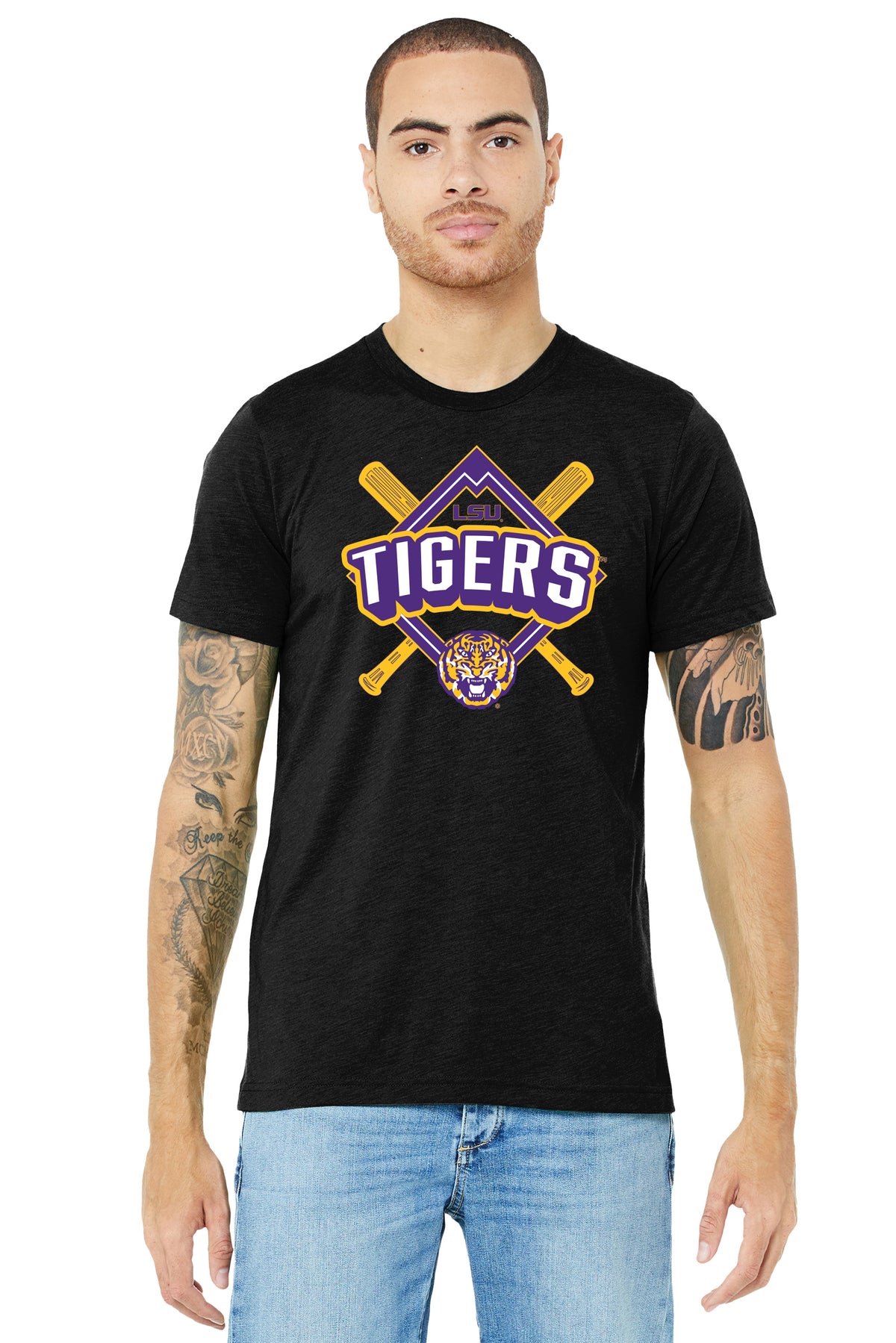 LSU Tigers Premium Tri-Blend Tee Shirt - LSU Baseball Diamond