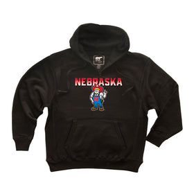 Nebraska Huskers Premium Fleece Hoodie - Full Color Nebraska Fade with Herbie Husker