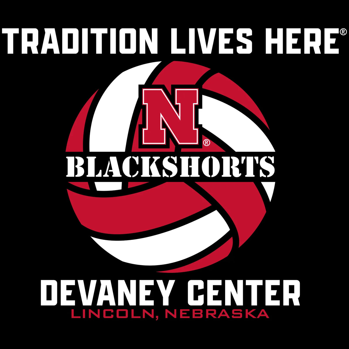 Women's Nebraska Huskers Long Sleeve Hooded Tee Shirt - Blackshorts Volleyball Tradition Lives Here
