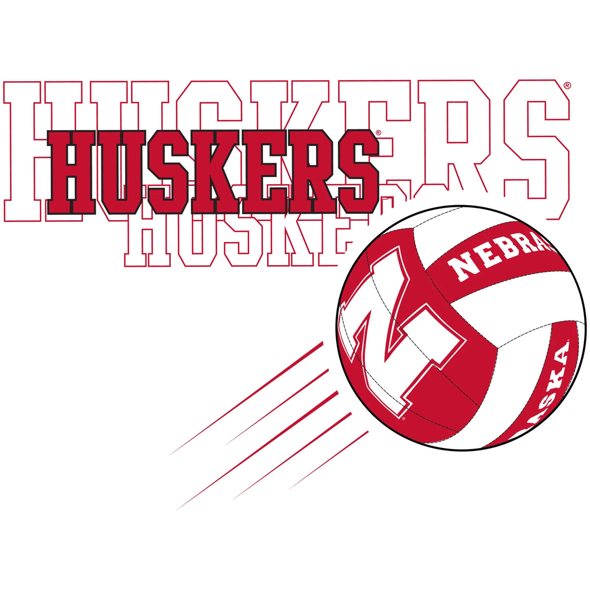 Women's Nebraska Huskers Long Sleeve Hooded Tee Shirt - Nebraska Volleyball Huskers Times 3