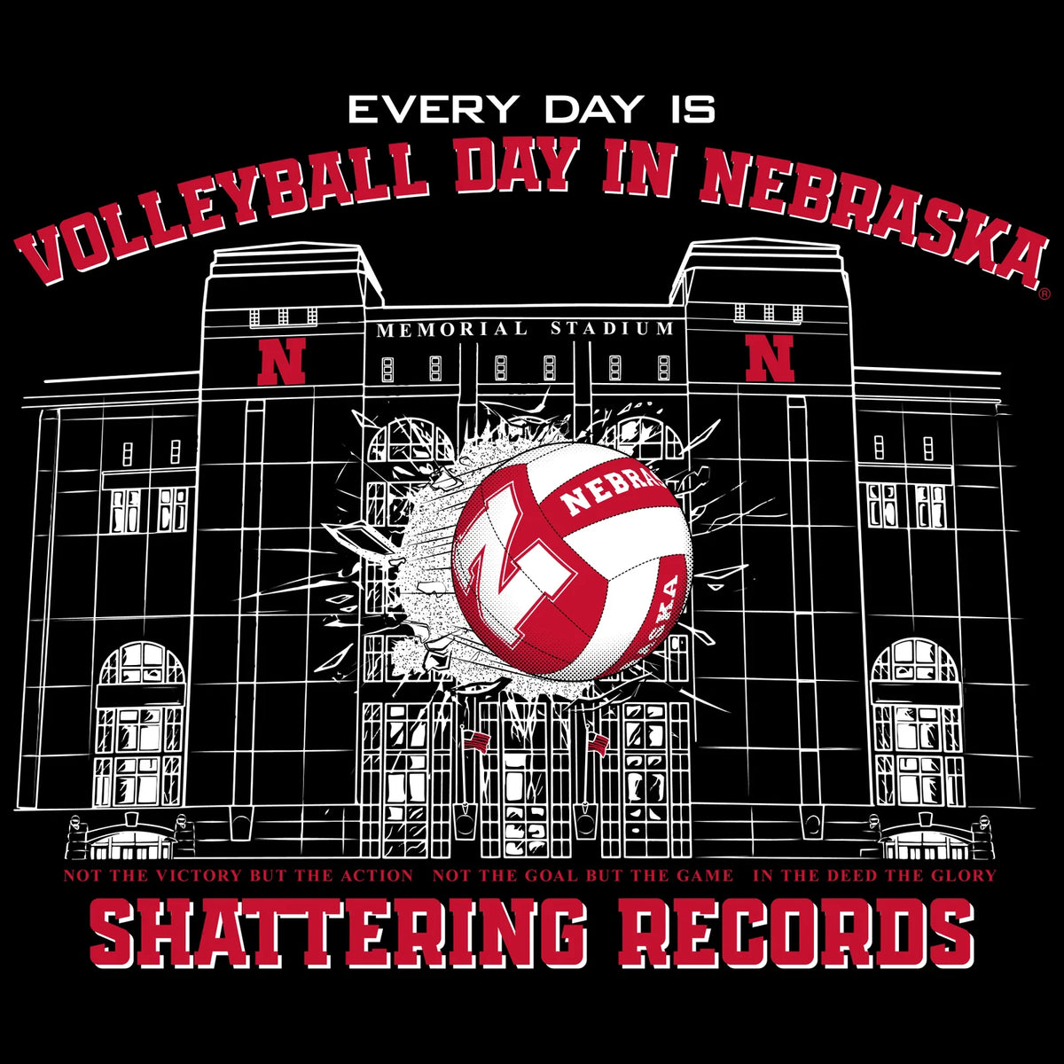 Women's Nebraska Huskers Long Sleeve Hooded Tee Shirt - Volleyball Day in Nebraska