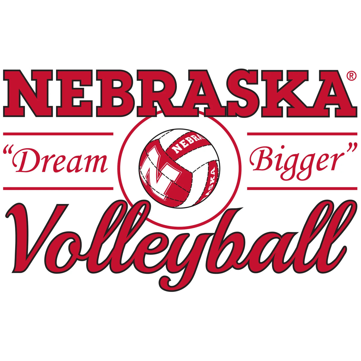 Women's Nebraska Huskers Long Sleeve Hooded Tee Shirt - Nebraska Volleyball Dream Bigger