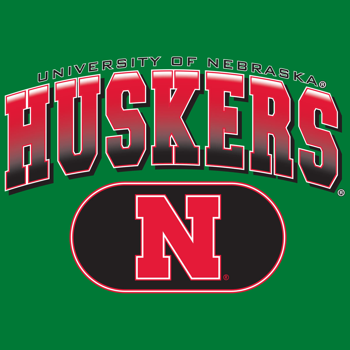 Nebraska Huskers Tee Shirt - Full Color Huskers Fade with Block N