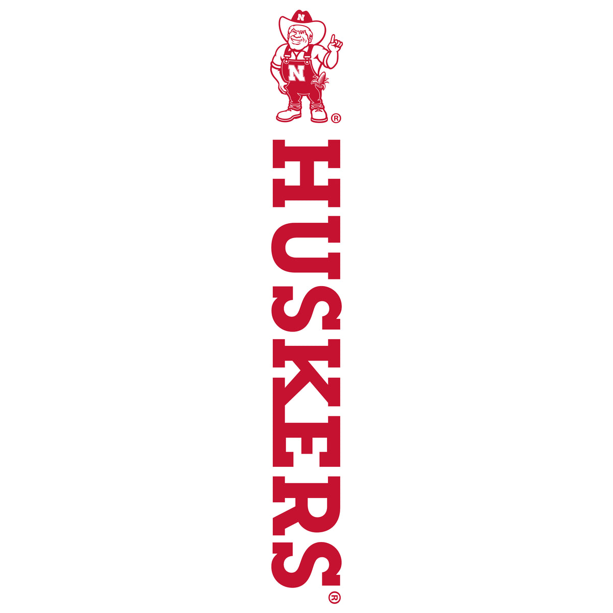 Women's Nebraska Huskers Long Sleeve V-Neck Tee Shirt - Vertical Huskers Herbie Husker