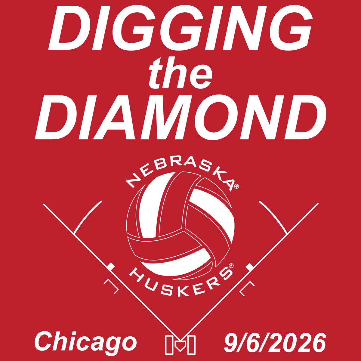 Nebraska Huskers Tee Shirt - Nebraska Volleyball Digging the Diamond