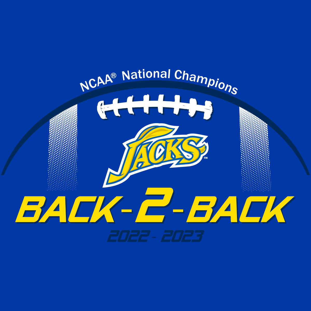 South Dakota State Jackrabbits Long Sleeve Tee Shirt - Back-2-Back Football National Champions