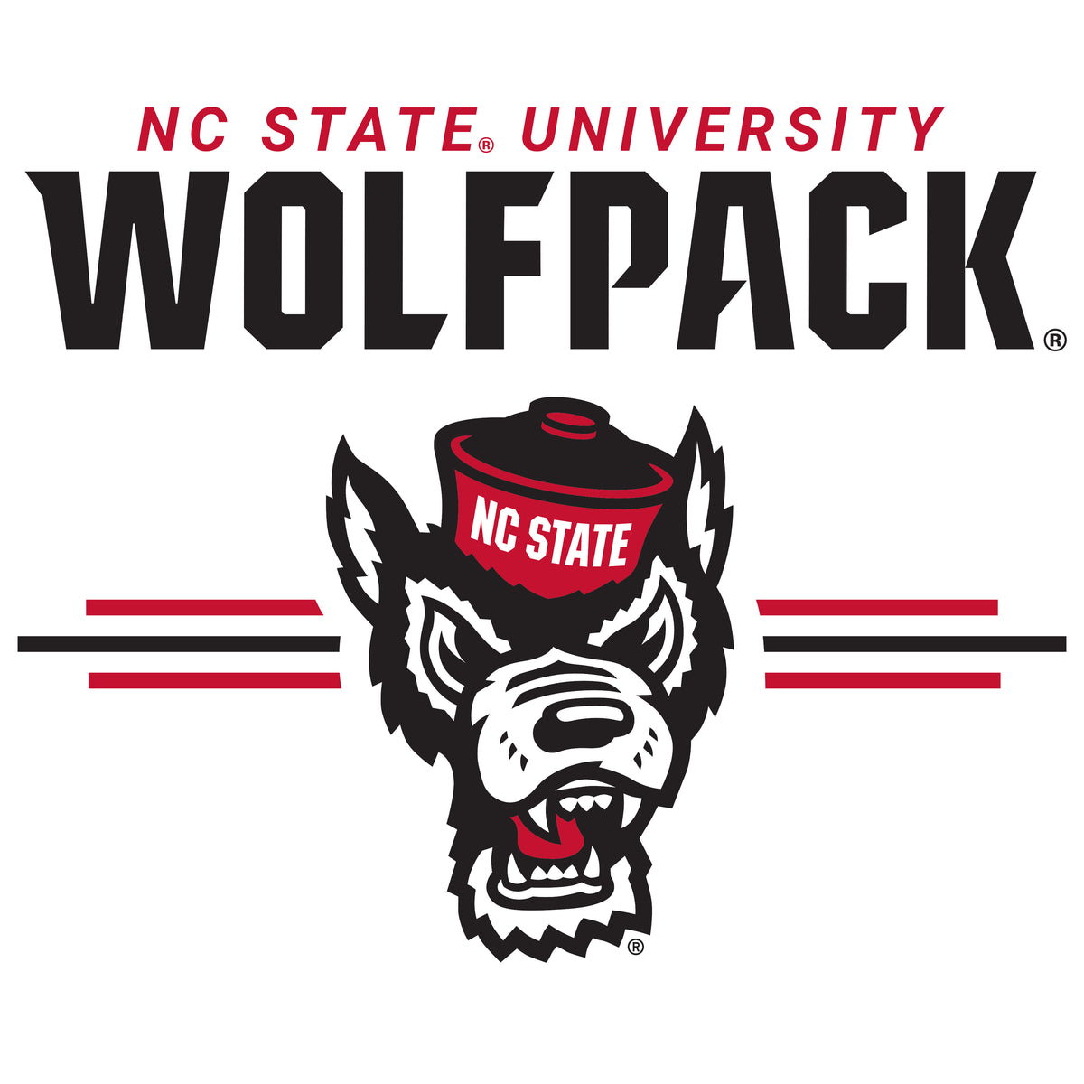 Women's North Carolina State Wolfpack Long Sleeve Hooded Tee Shirt - 3-Stripe Primary Logo