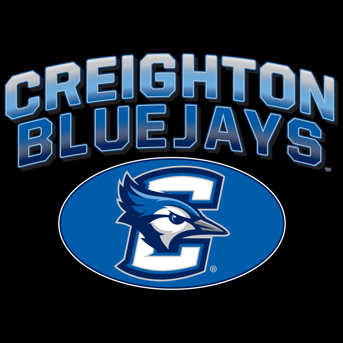 Creighton Bluejays Premium Tri-Blend Tee Shirt - Full Color Fade Primary Logo Oval