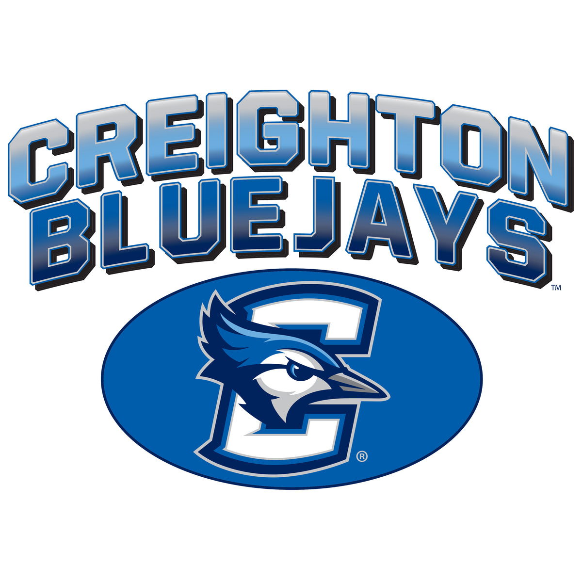 Creighton Bluejays Long Sleeve Tee Shirt - Full Color Fade Primary Logo Oval