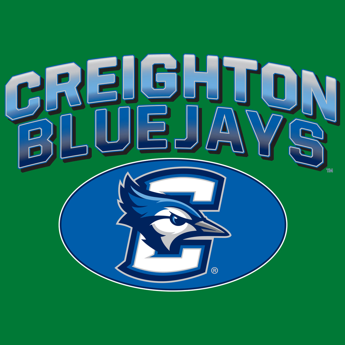 Creighton Bluejays Long Sleeve Tee Shirt - Full Color Fade Primary Logo Oval
