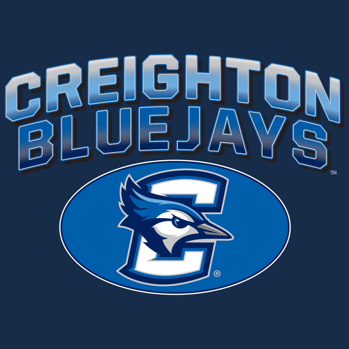 Creighton Bluejays Tee Shirt - Full Color Fade Primary Logo Oval