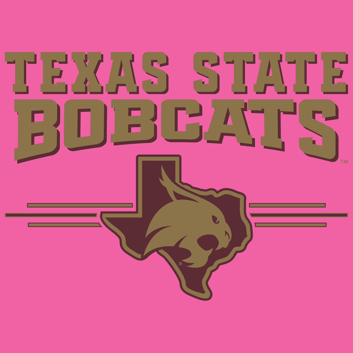 Women's Texas State Bobcats Premium Tri-Blend Tee Shirt - 3 Stripe State Outline Logo
