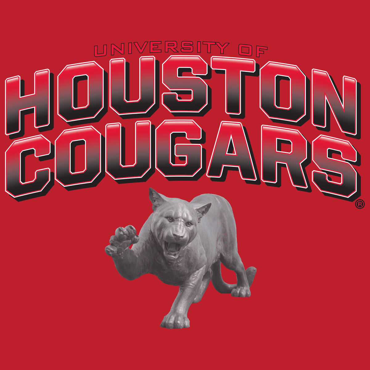 Houston Cougars Crewneck Sweatshirt - Full Color Fade with Cougar