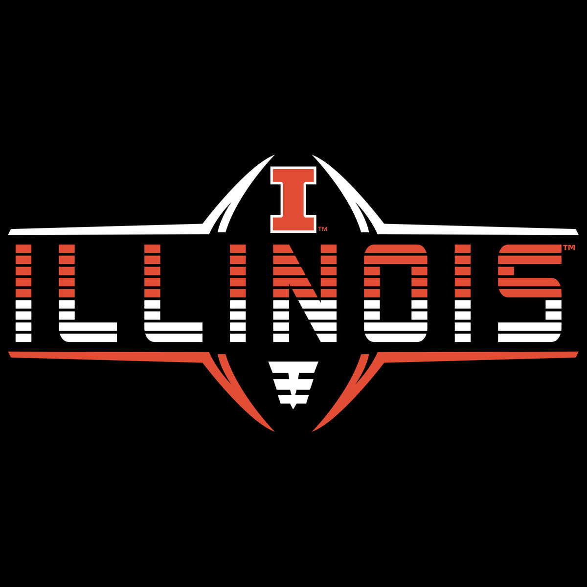 Illinois Fighting Illini Premium Tri-Blend Tee Shirt - Striped Illinois Football Laces