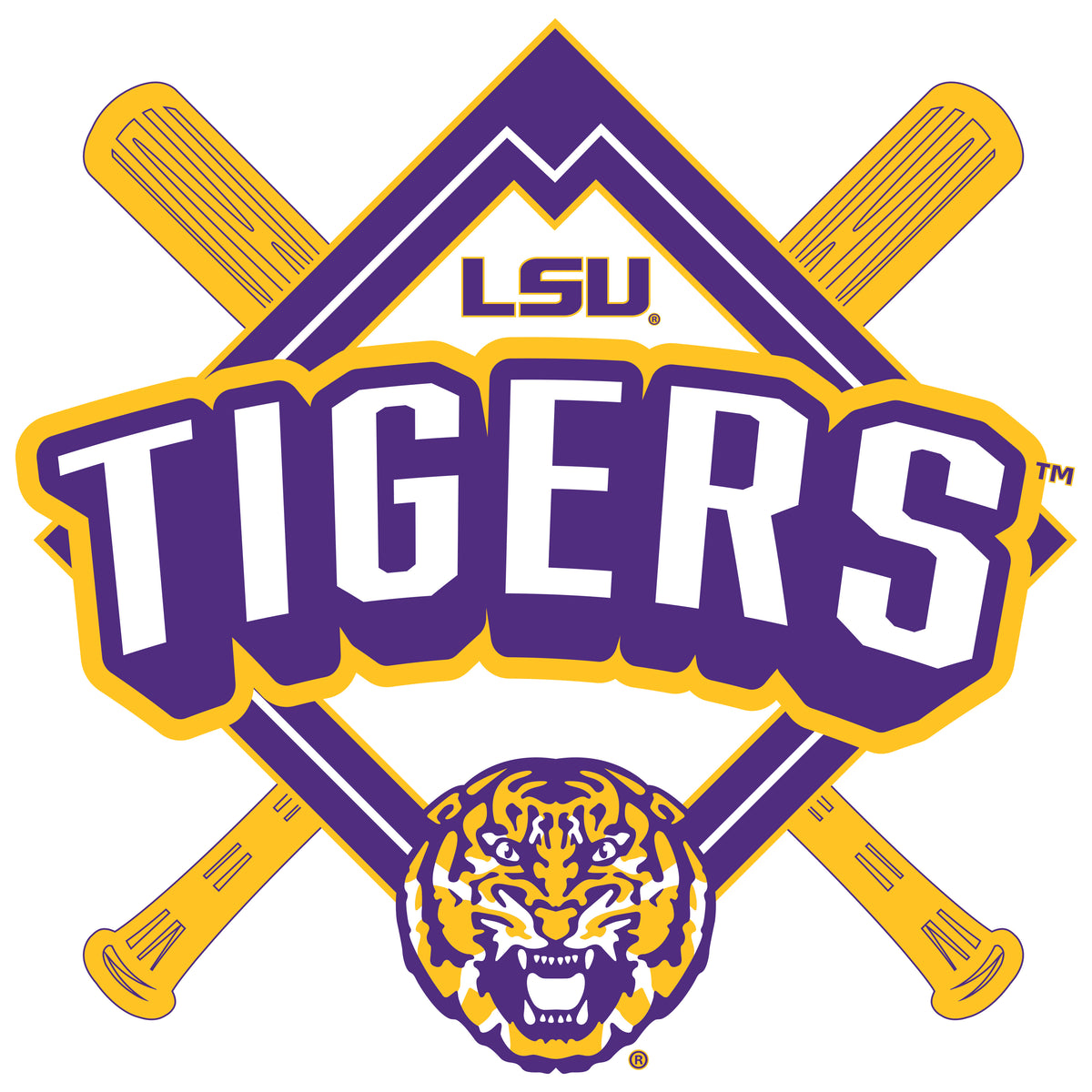 Women's LSU Tigers Premium Tri-Blend Tee Shirt - LSU Baseball Diamond