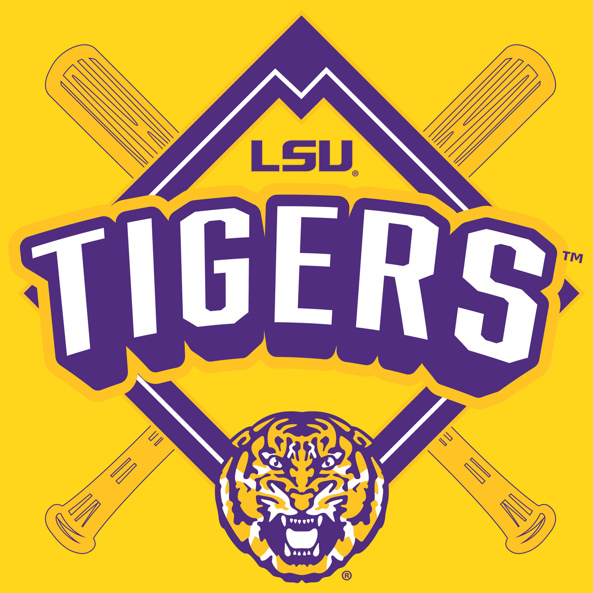 Women's LSU Tigers Premium Tri-Blend Tee Shirt - LSU Baseball Diamond