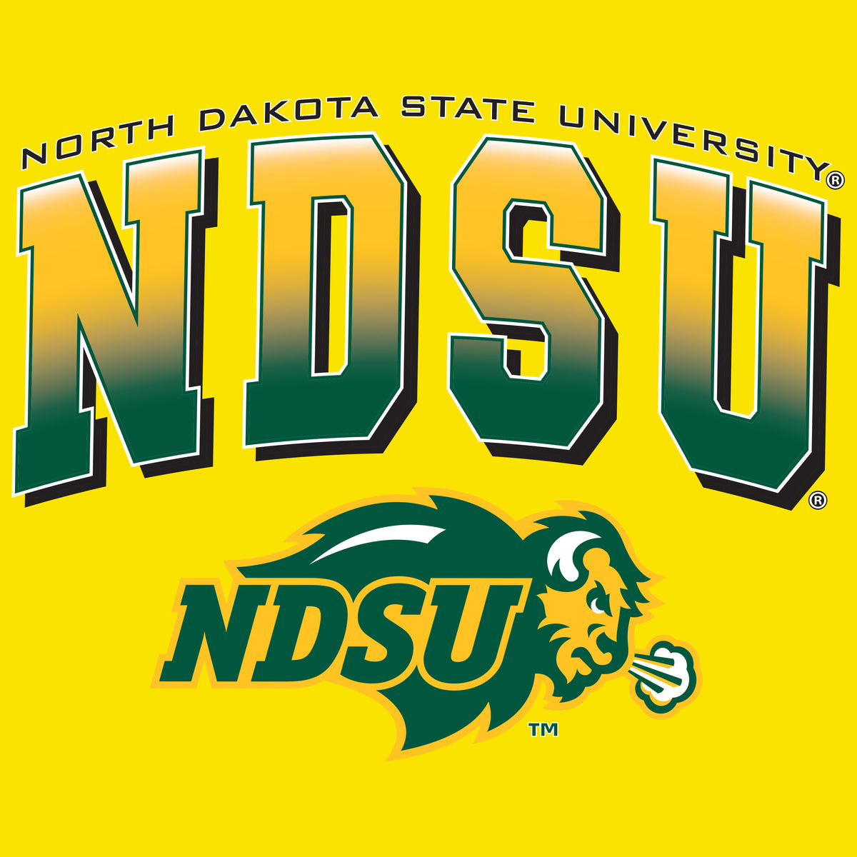 NDSU Bison Crewneck Sweatshirt - Full Color NDSU Fade with Logo