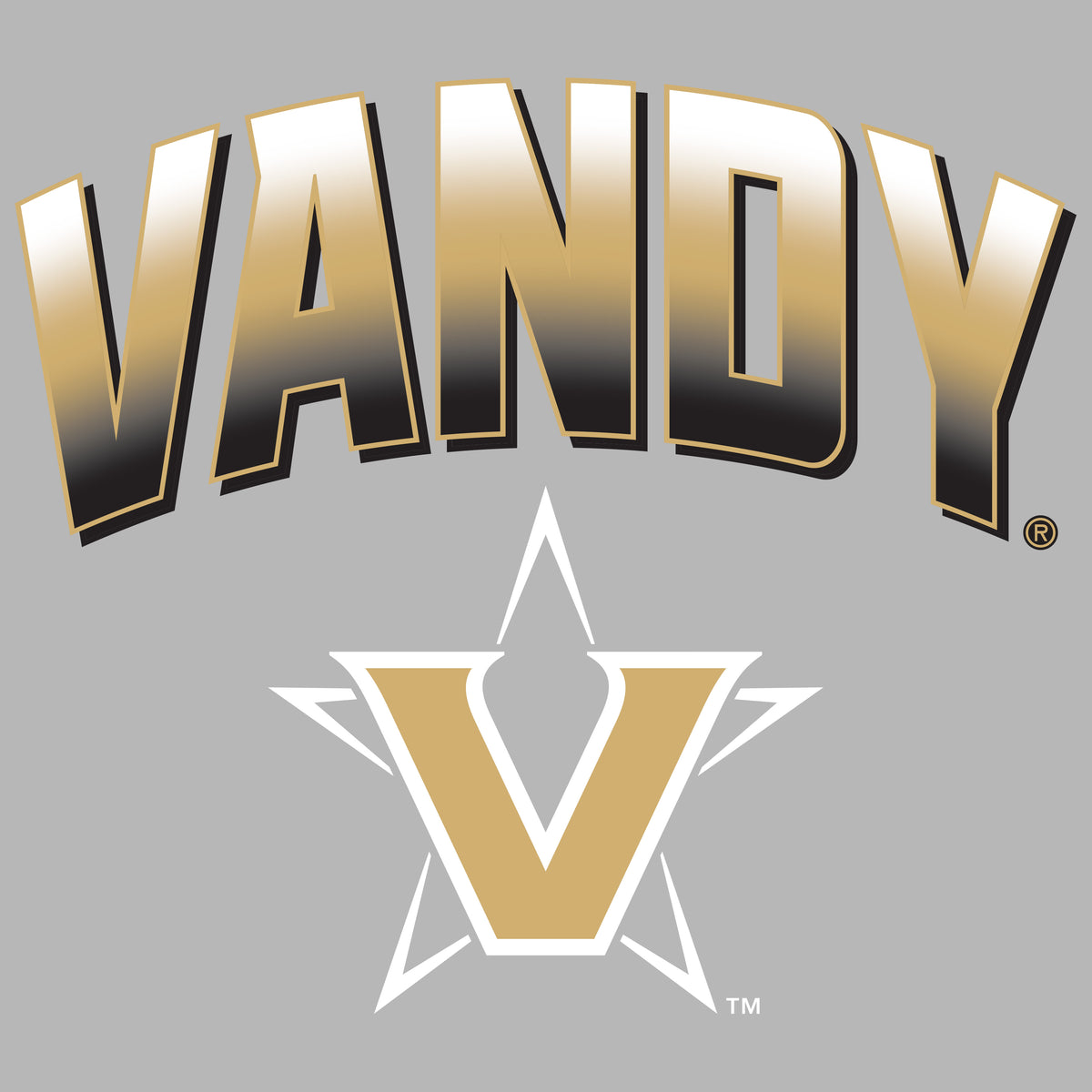 Women's Vanderbilt Commodores Long Sleeve V-Neck Shirt - Vandy Arch Full Color Fade with Primary