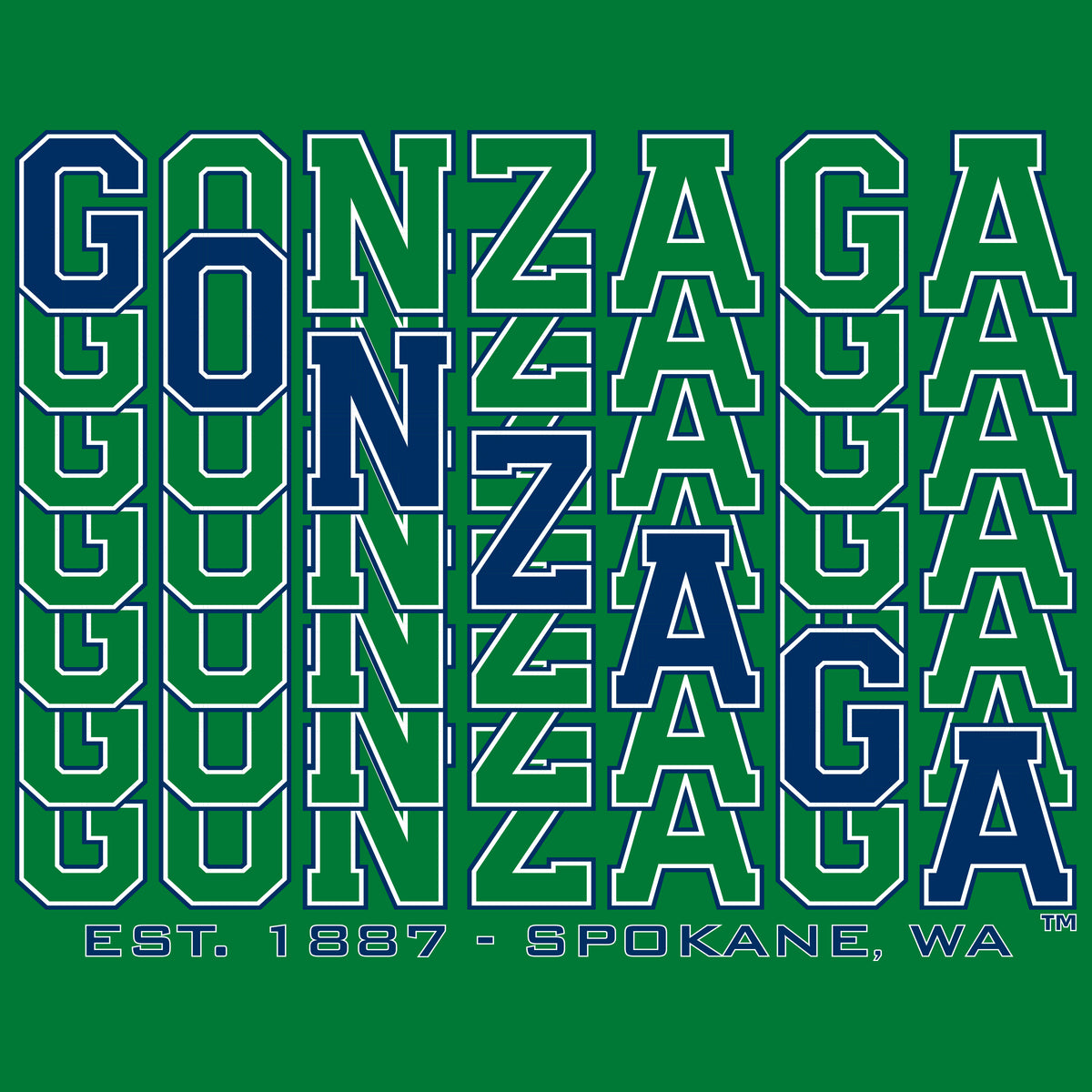 Gonzaga Bulldogs Crewneck Sweatshirt - Diagonal Echo Gonzaga