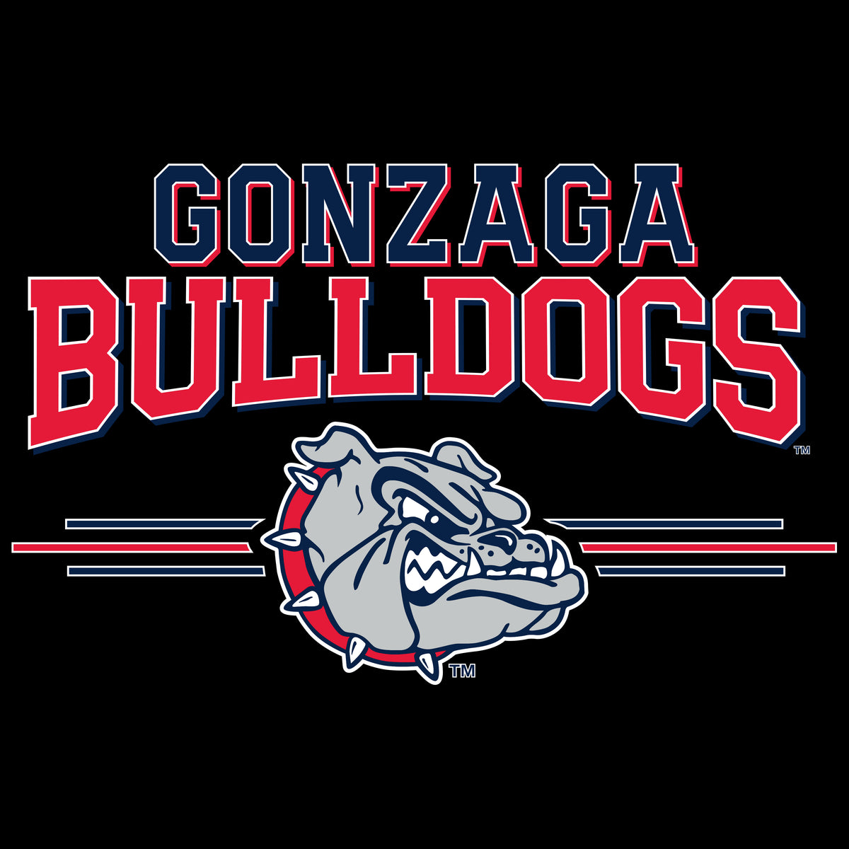 Gonzaga Bulldogs Crewneck Sweatshirt - Gonzaga Bulldogs 3 Stripe