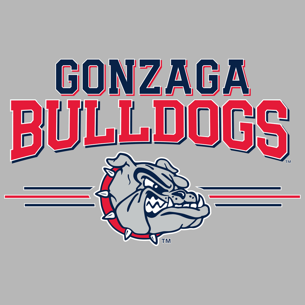 Gonzaga Bulldogs Crewneck Sweatshirt - Gonzaga Bulldogs 3 Stripe