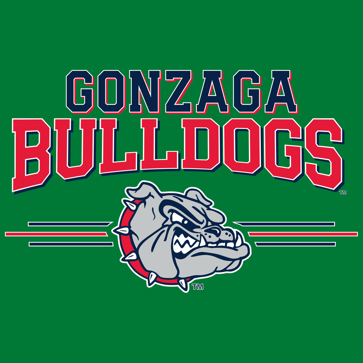 Gonzaga Bulldogs Crewneck Sweatshirt - Gonzaga Bulldogs 3 Stripe