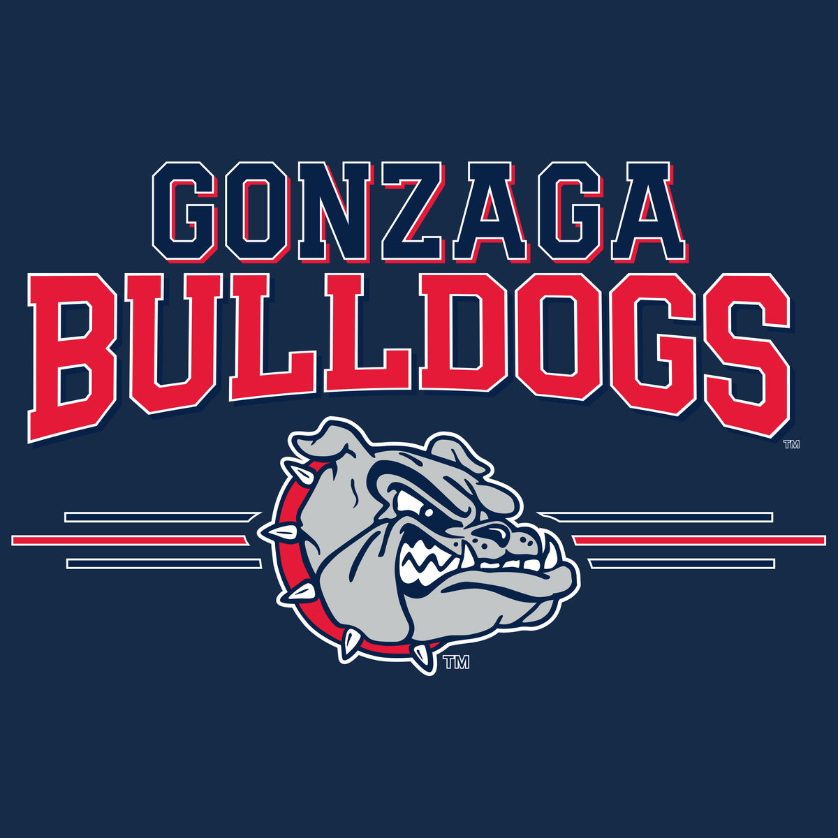 Gonzaga Bulldogs Crewneck Sweatshirt - Gonzaga Bulldogs 3 Stripe