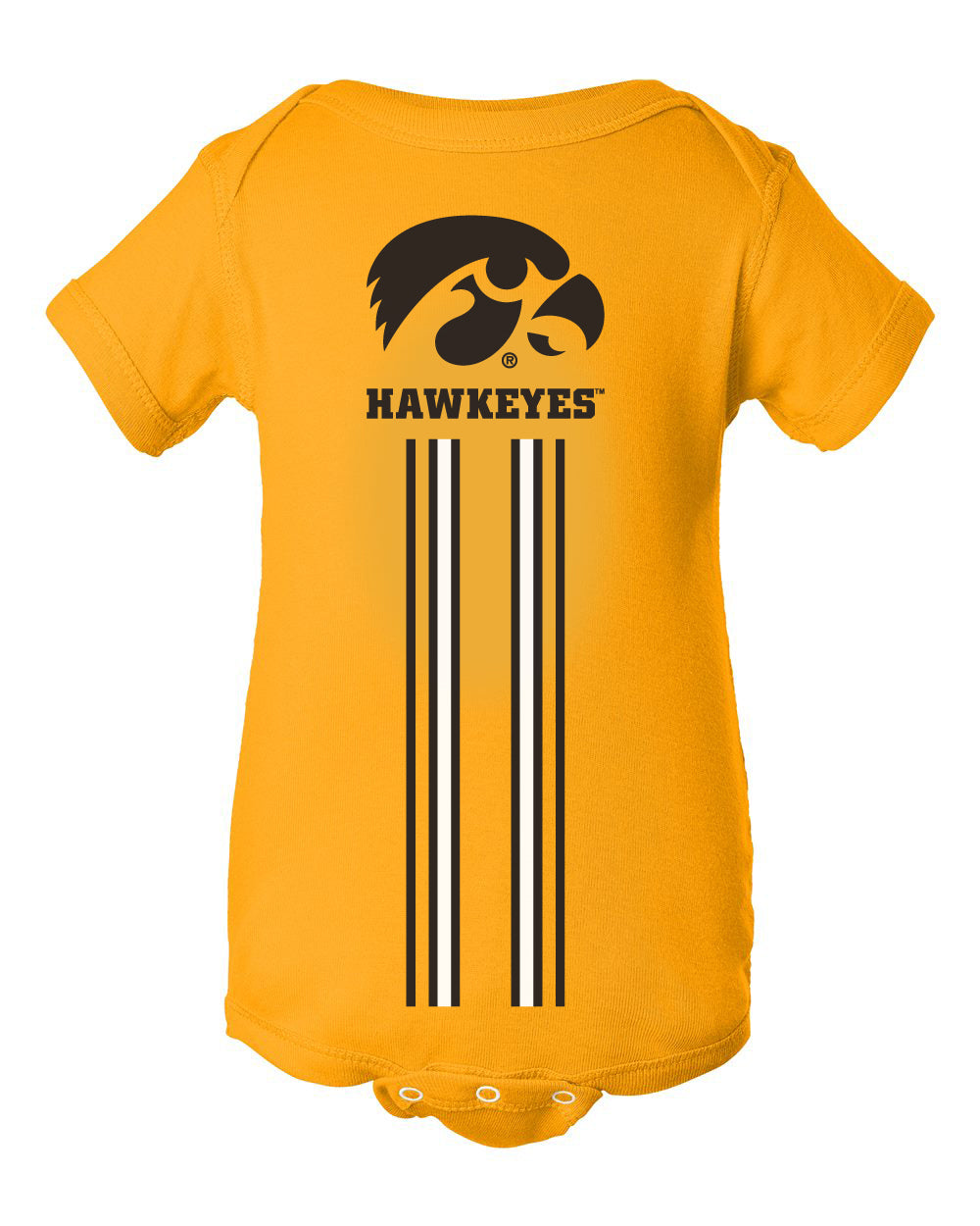 Iowa Hawkeyes Infant Onesie - IOWA Hawkeyes Vertical Stripe with Tigerhawk