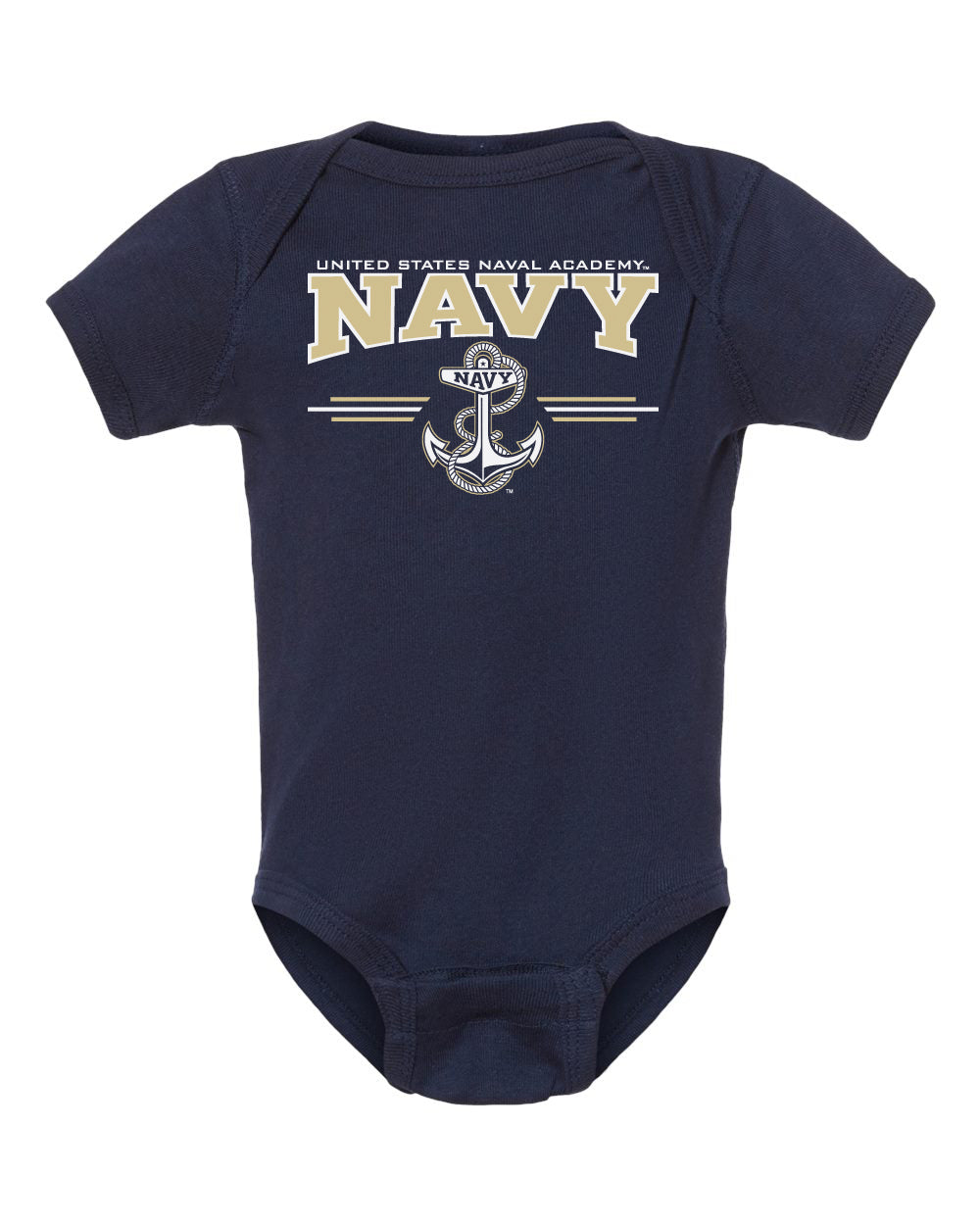 Navy Midshipmen Infant Onesie - U.S. Navy 3 Stripe Anchor Logo