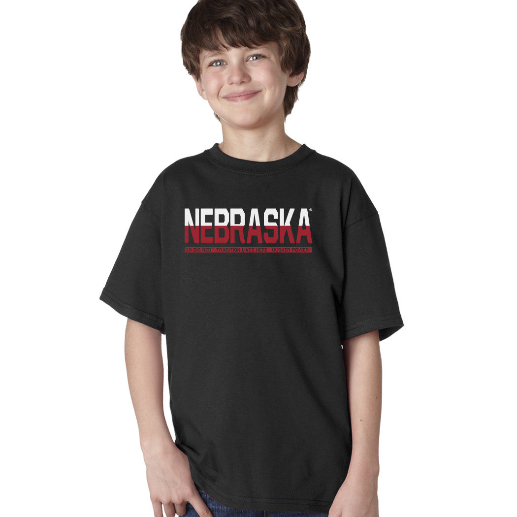 Nebraska Cornhuskers ½ & ½ "NEBRASKA" Youth Boys Tee Shirt