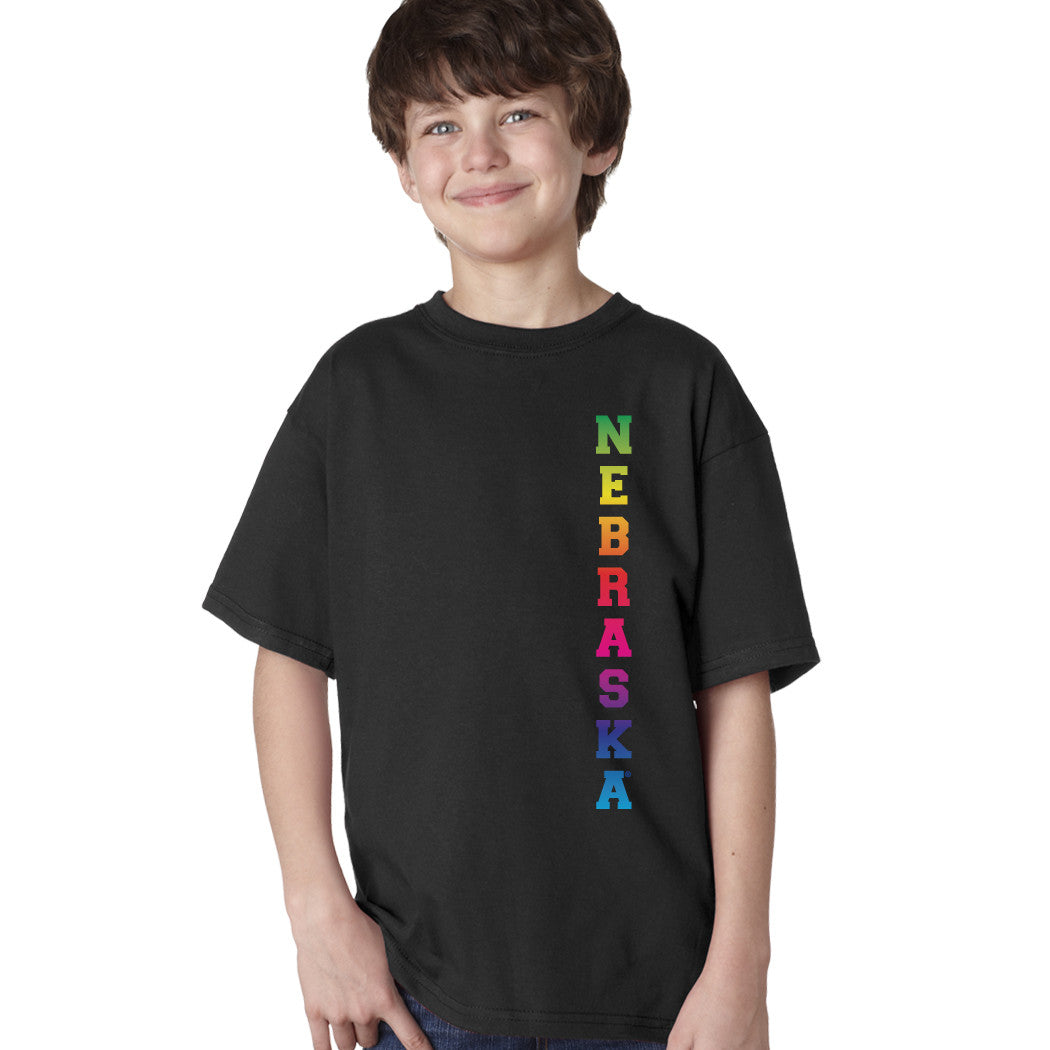 Rainbow "NEBRASKA" Huskers Youth Boys Tee Shirt