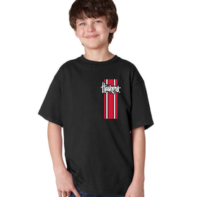 Nebraska Husker Youth Boys Tee Shirt - Vertical Stripe Script Huskers