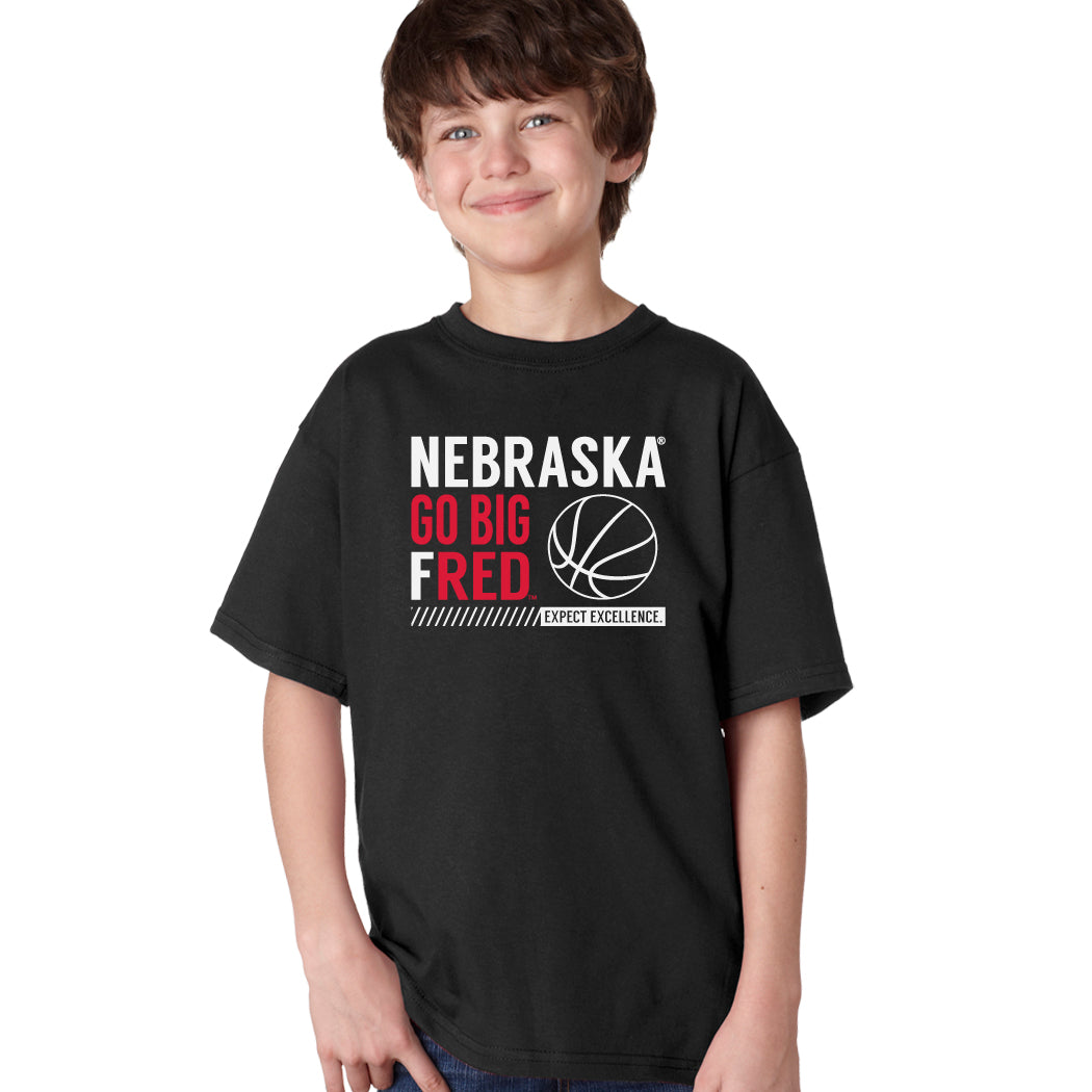 Nebraska Huskers Boys Tee Shirt - Nebraska Basketball - GO BIG FRED
