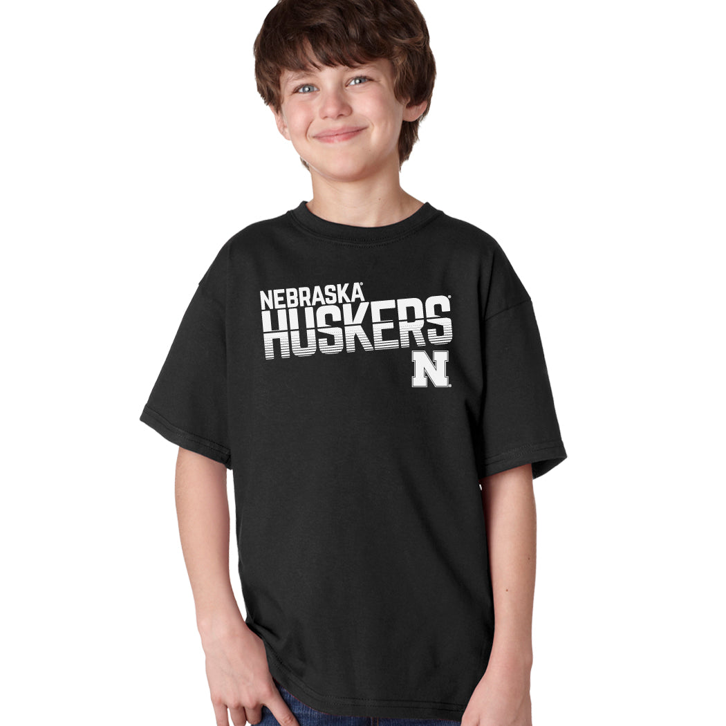 Nebraska Huskers Boys Tee Shirt - Huskers Stripe Fade