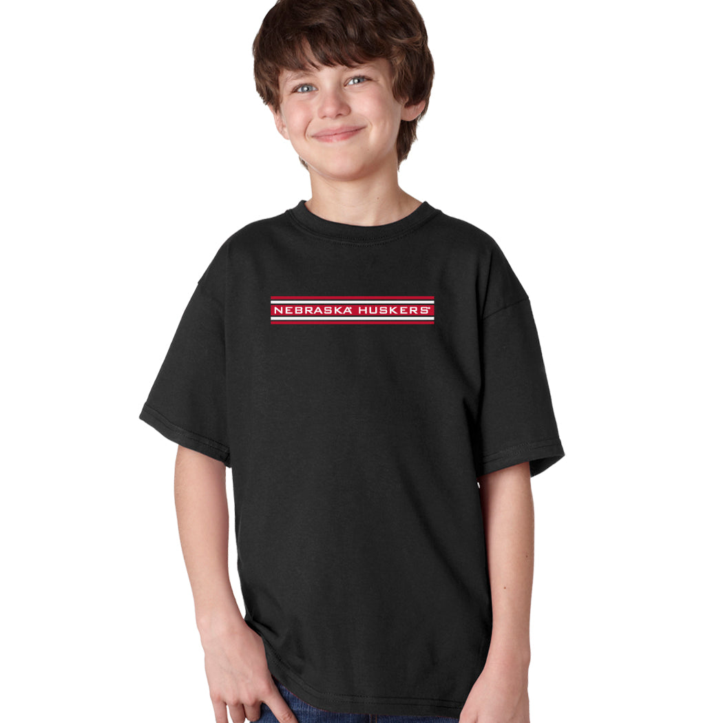 Nebraska Huskers Boys Tee Shirt - Nebraska Huskers Horiz Stripe