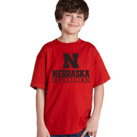 Nebraska Huskers Boys Tee Shirt - Nebraska Wrestling Black Ink