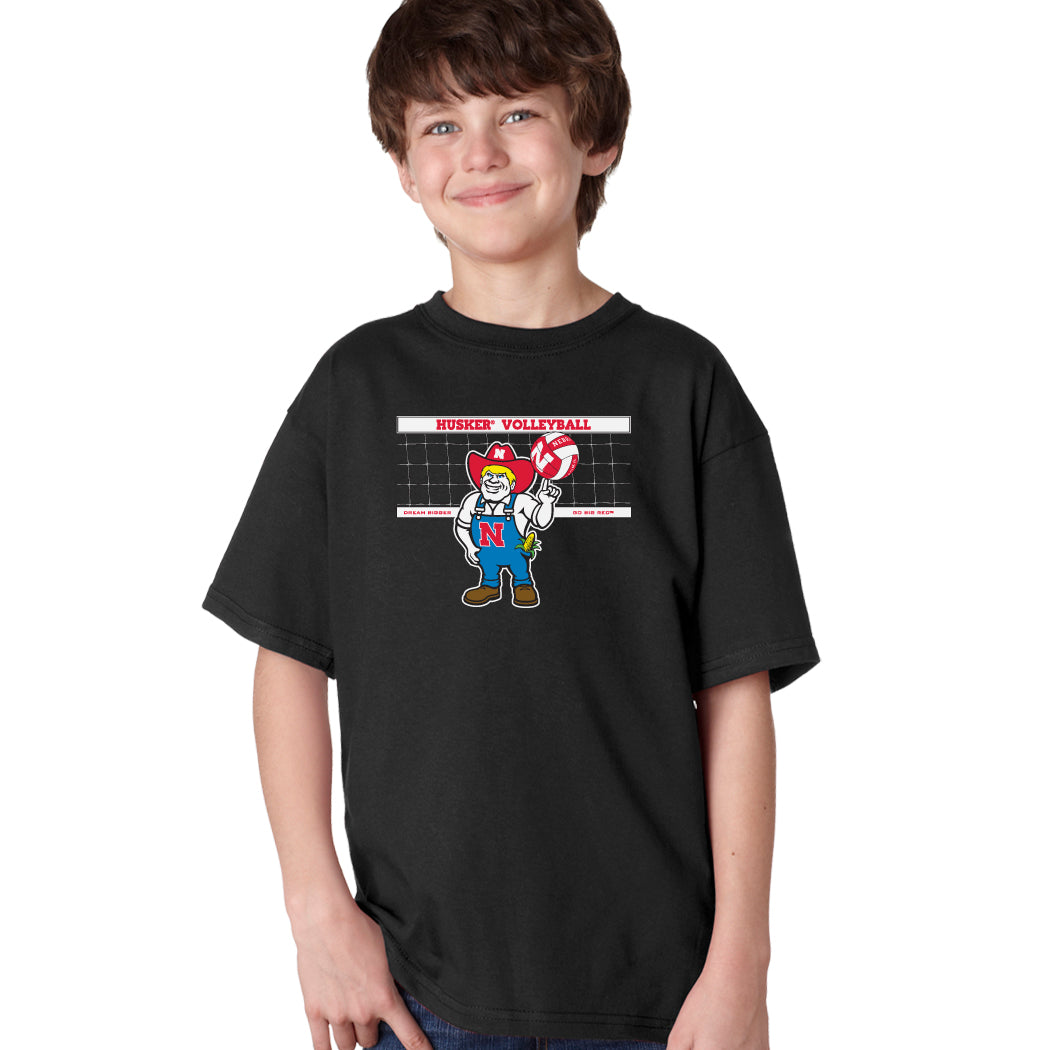 Nebraska Huskers Boys Tee Shirt - Nebraska Volleyball with Herbie Husker