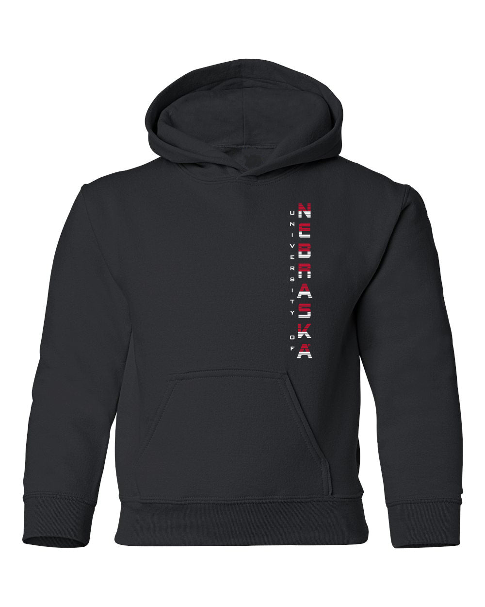Nebraska Huskers Youth Hooded Sweatshirt - Striped Vertical University of Nebraska