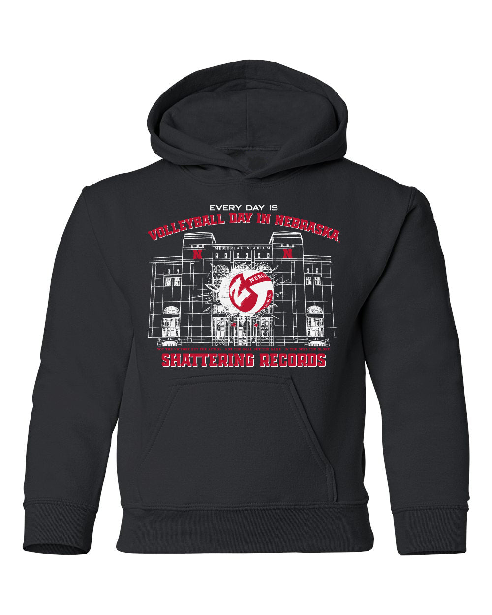 Nebraska Huskers Youth Hooded Sweatshirt - Volleyball Day in Nebraska