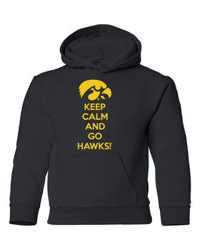Iowa Youth Hooded Sweatshirt - Keep Calm and Go Hawks