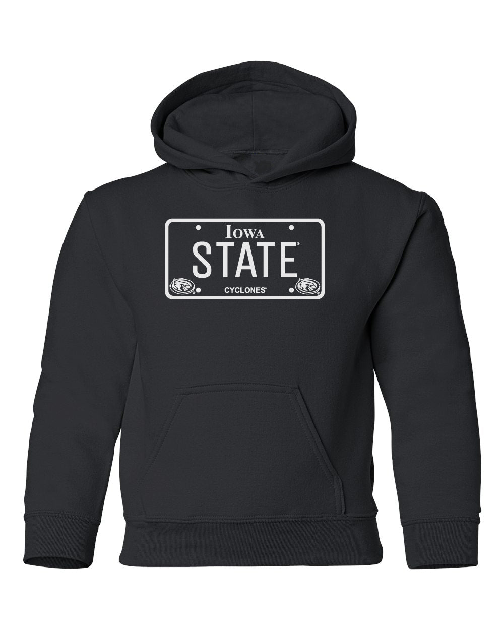 Iowa State Cyclones Youth Hooded Sweatshirt - Blackout Iowa State Cyclones License Plate
