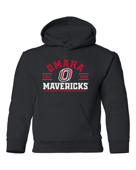 Omaha Mavericks Youth Hooded Sweatshirt - UNO 1908 Arch Omaha