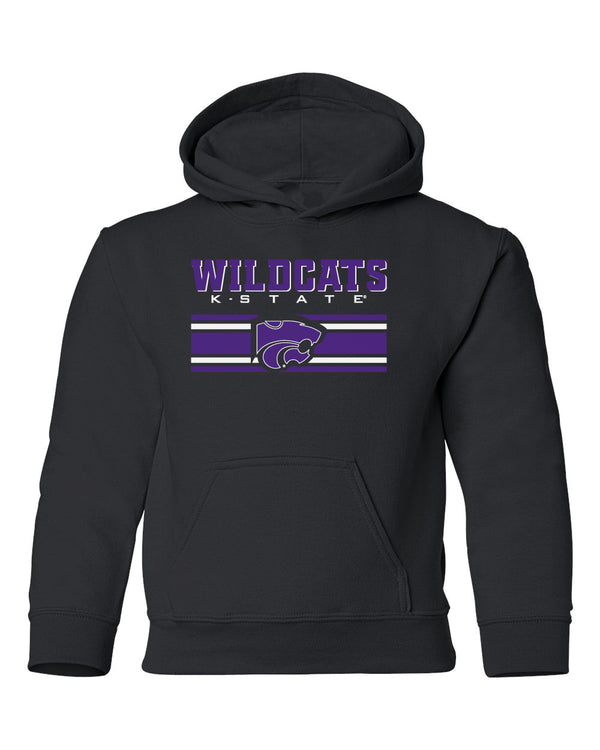 K-State Wildcats Youth Hooded Sweatshirt - Wildcats Stripe Powercat