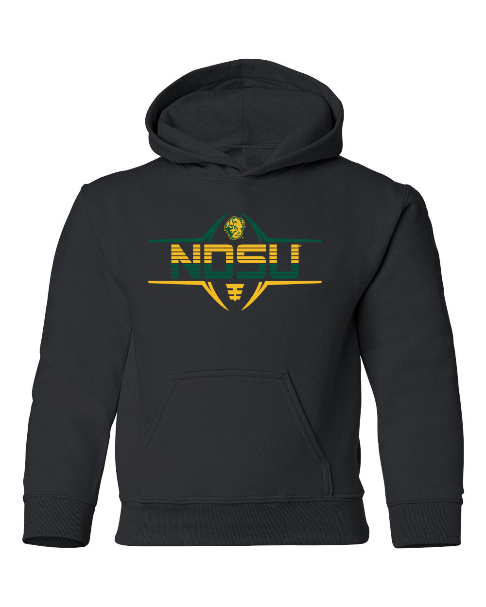 NDSU Bison Youth Hooded Sweatshirt - Striped NDSU Football Laces