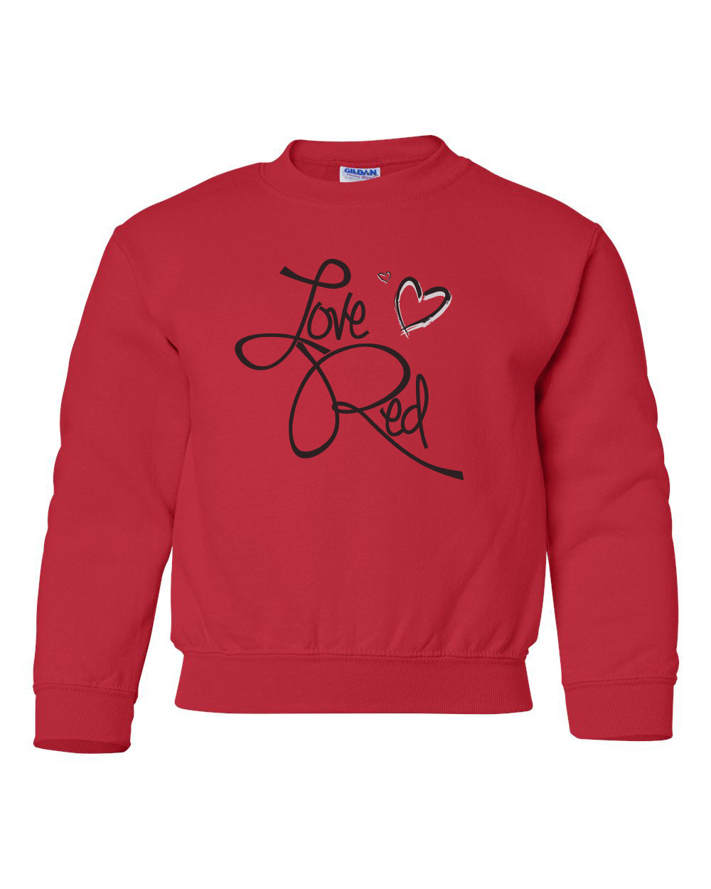 Nebraska Youth Crewneck Sweatshirt - "Love Red" Hearts