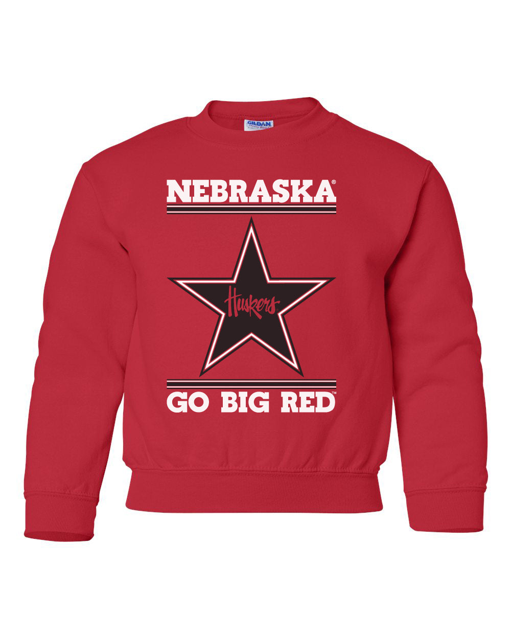Nebraska Husker Youth Crewneck Sweatshirt - Star Huskers GO BIG RED
