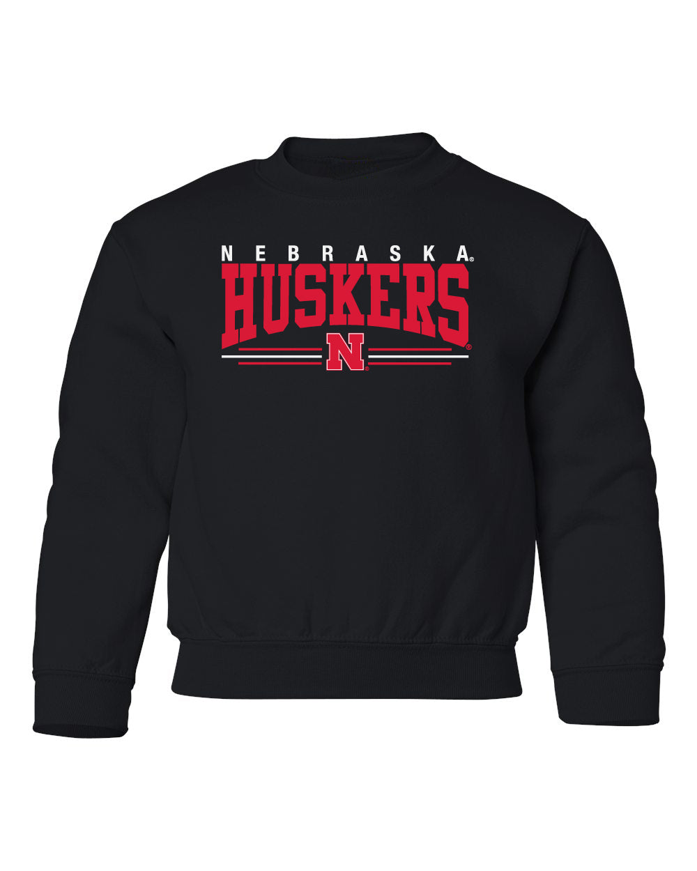 Nebraska Huskers Youth Crewneck Sweatshirt - Nebraska Huskers Stripe N