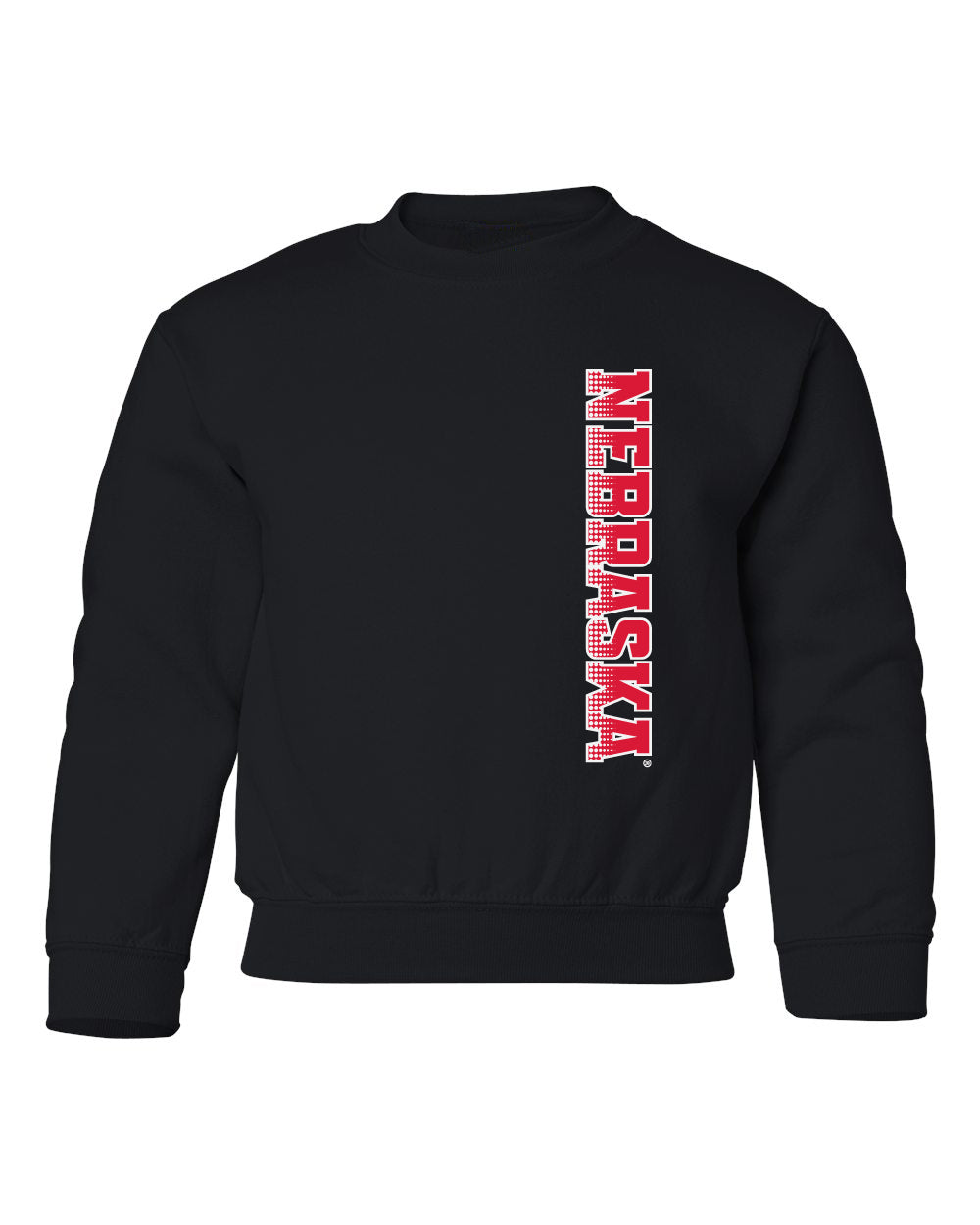 Nebraska Huskers Youth Crewneck Sweatshirt - Vertical Nebraska Red & White Fade